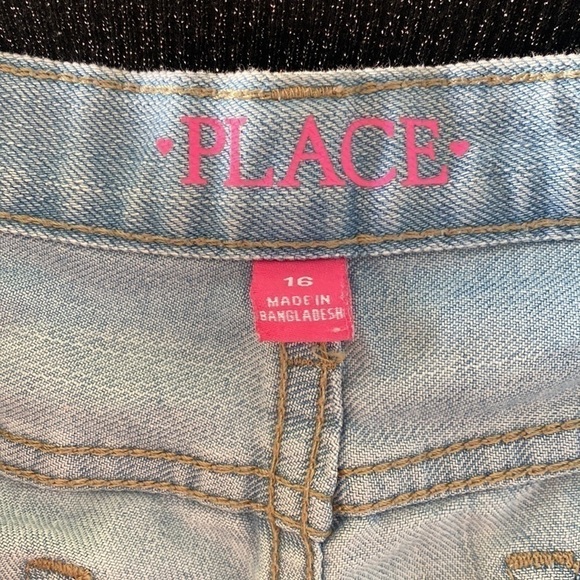 Childrens Place Big Girls Aztec embroidered Adjustable Waist Denim Shorts + Top - Picture 3 of 12